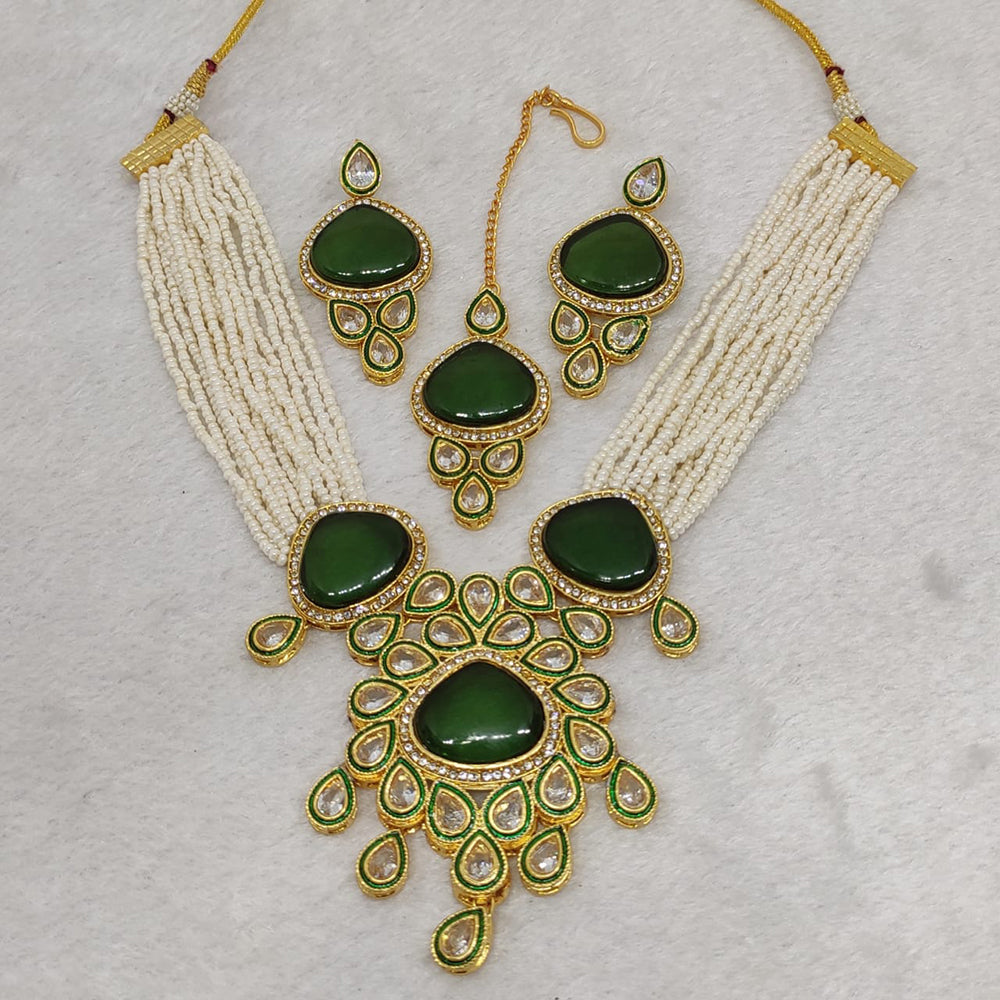 FS Collection Gold Plated Crystal Stone Necklace Set