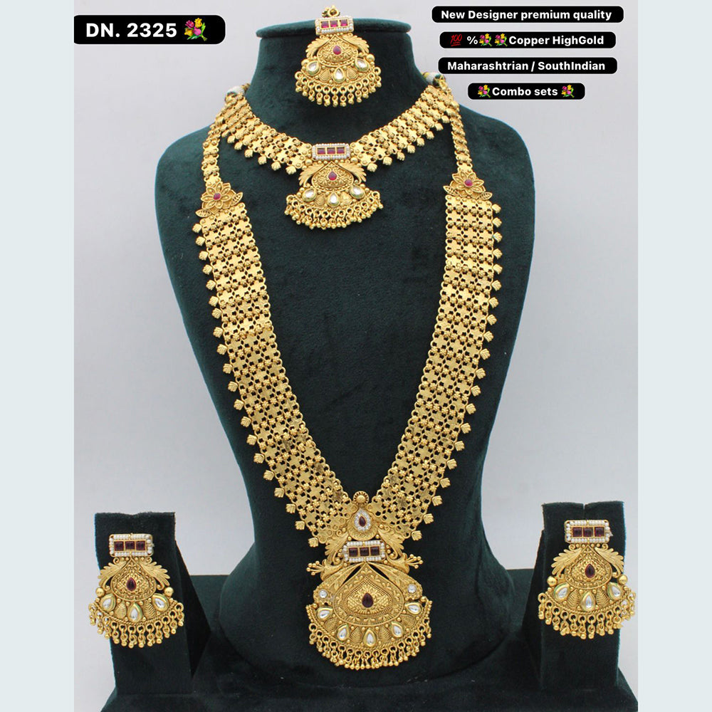 FS Collection Gold Plated Double Necklace Set