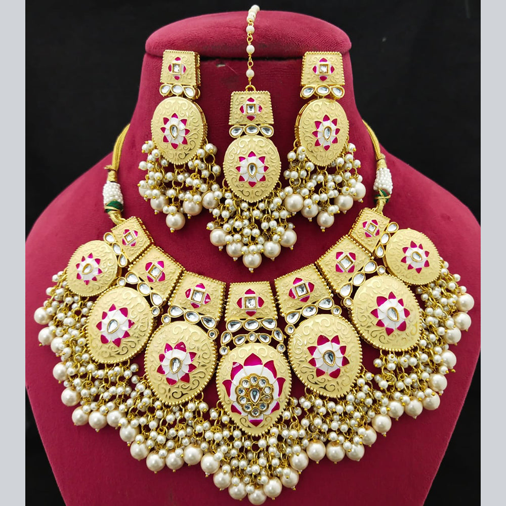 FS Collection Gold Plated Meenakari Necklace Set