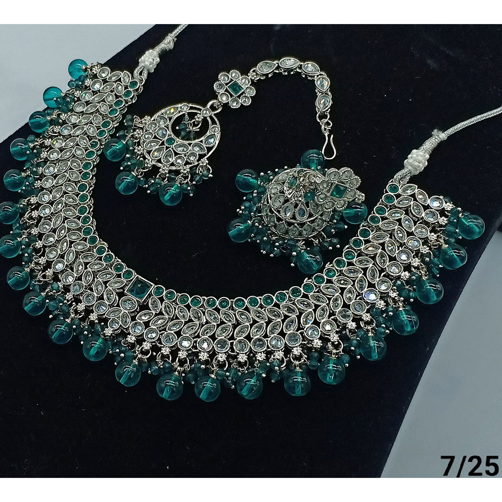 FS Collection Silver Plated Crystal Stone Necklace Set