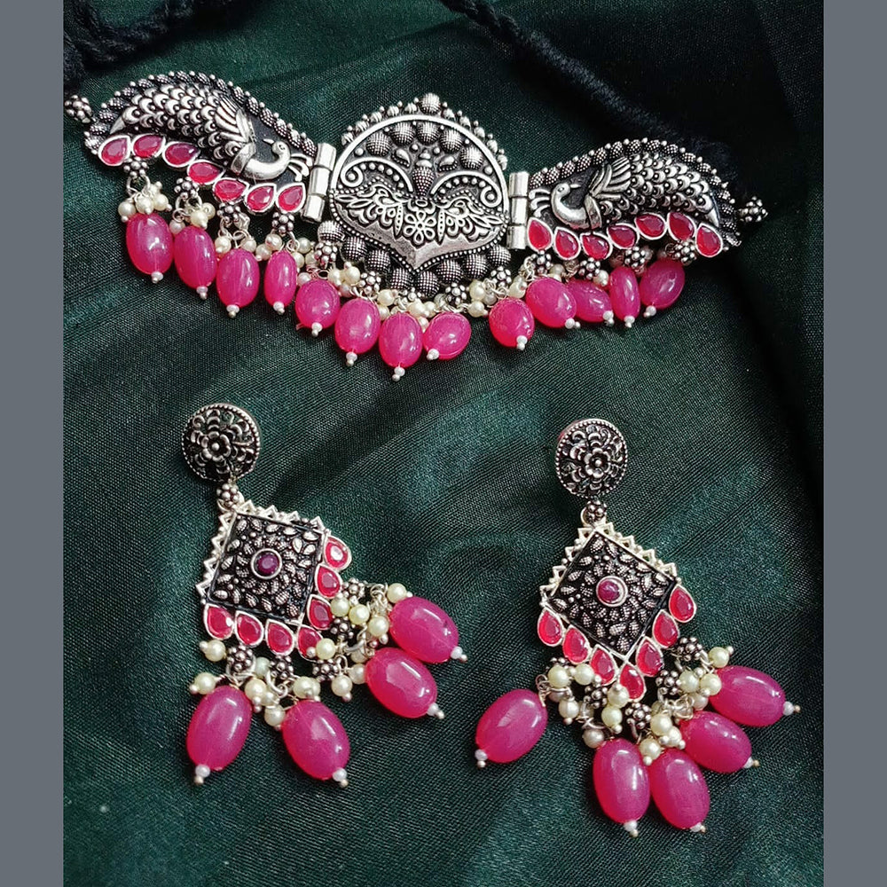 FS Collection Oxidised Plated Choker Necklace Set