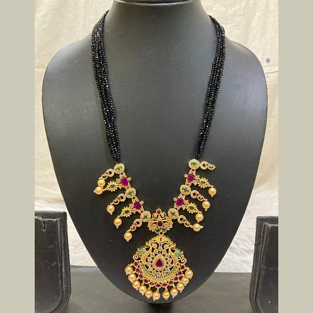 FS Collection Gold Plated AD Stone Long Necklace Set