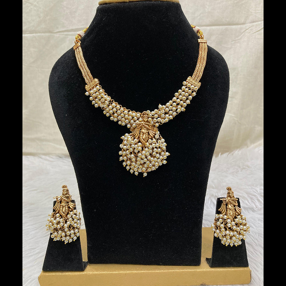 FS Collection Gold Plated Temple Necklace Set