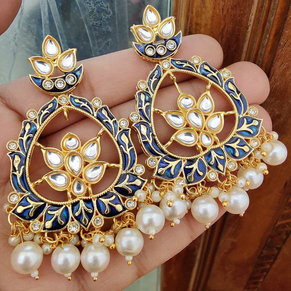 FS Collection Gold Plated Meenakari Dangler Earrings