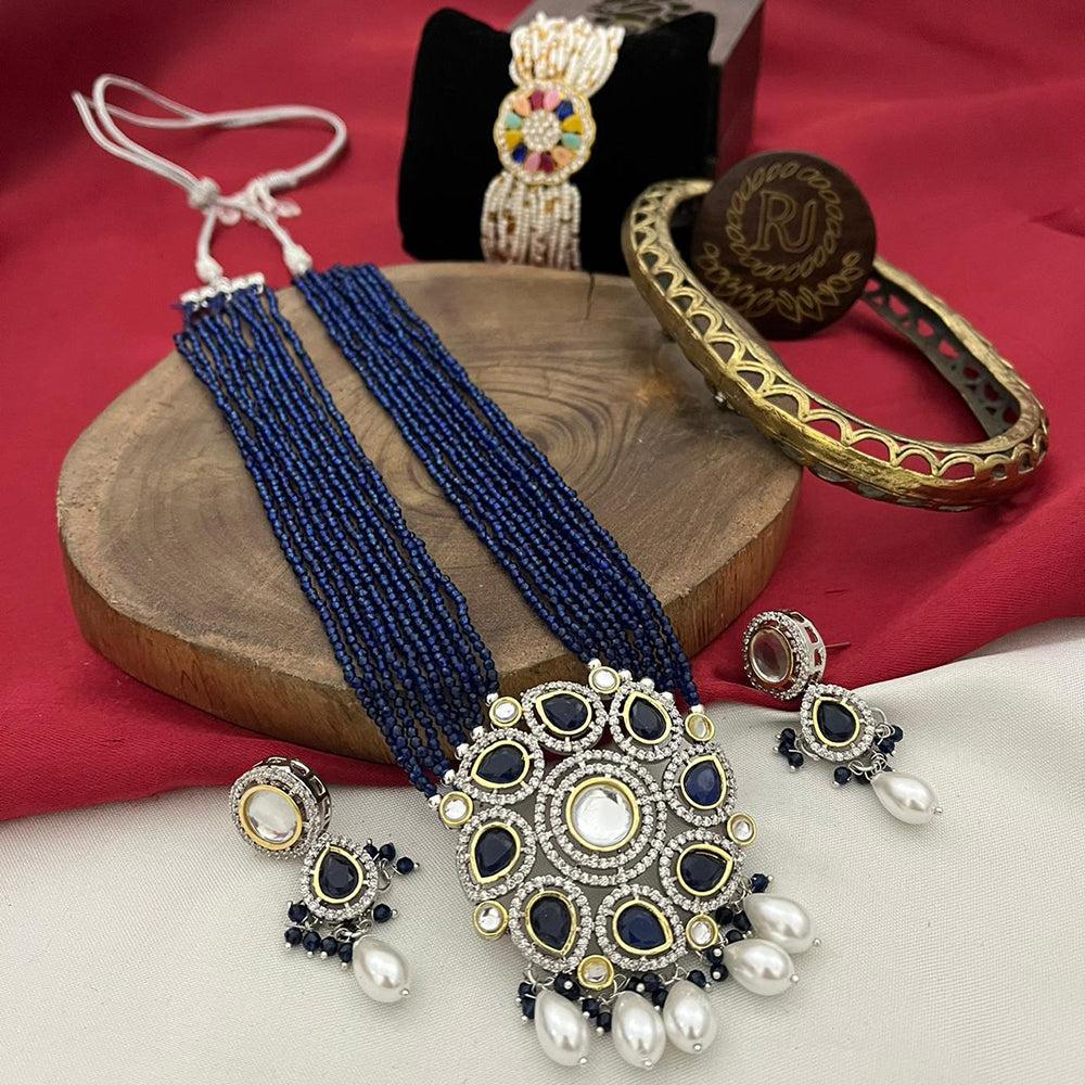 FS Collection Gold Plated Pearl Long Necklace Set