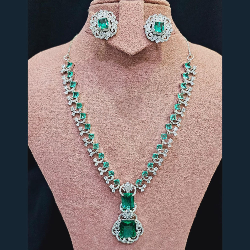 FS Collection Silver Plated AD Necklace Set