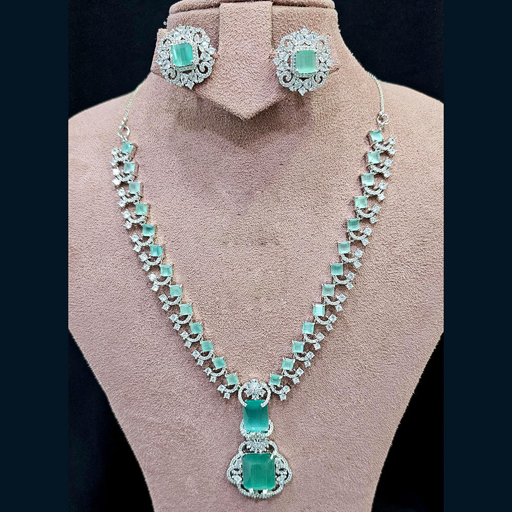 FS Collection Silver Plated AD Necklace Set
