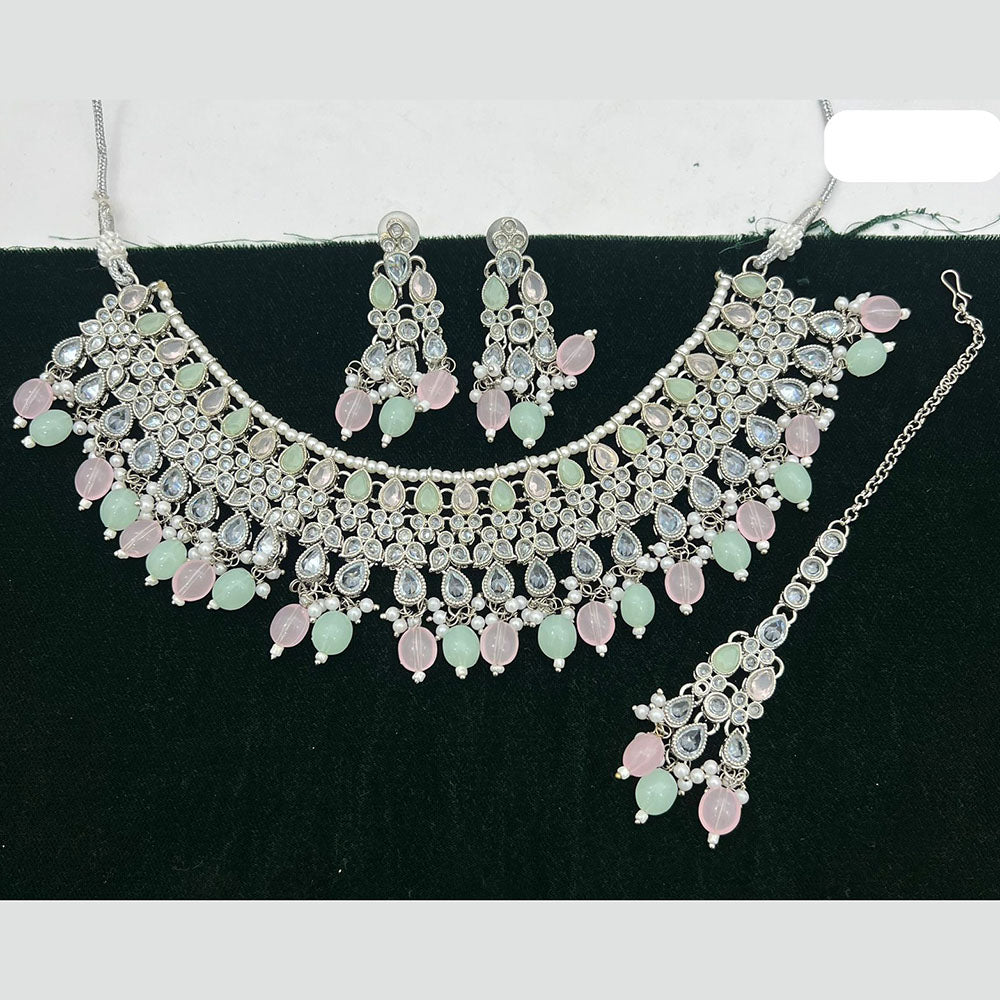 FS Collection Silver Plated AD Necklace Set