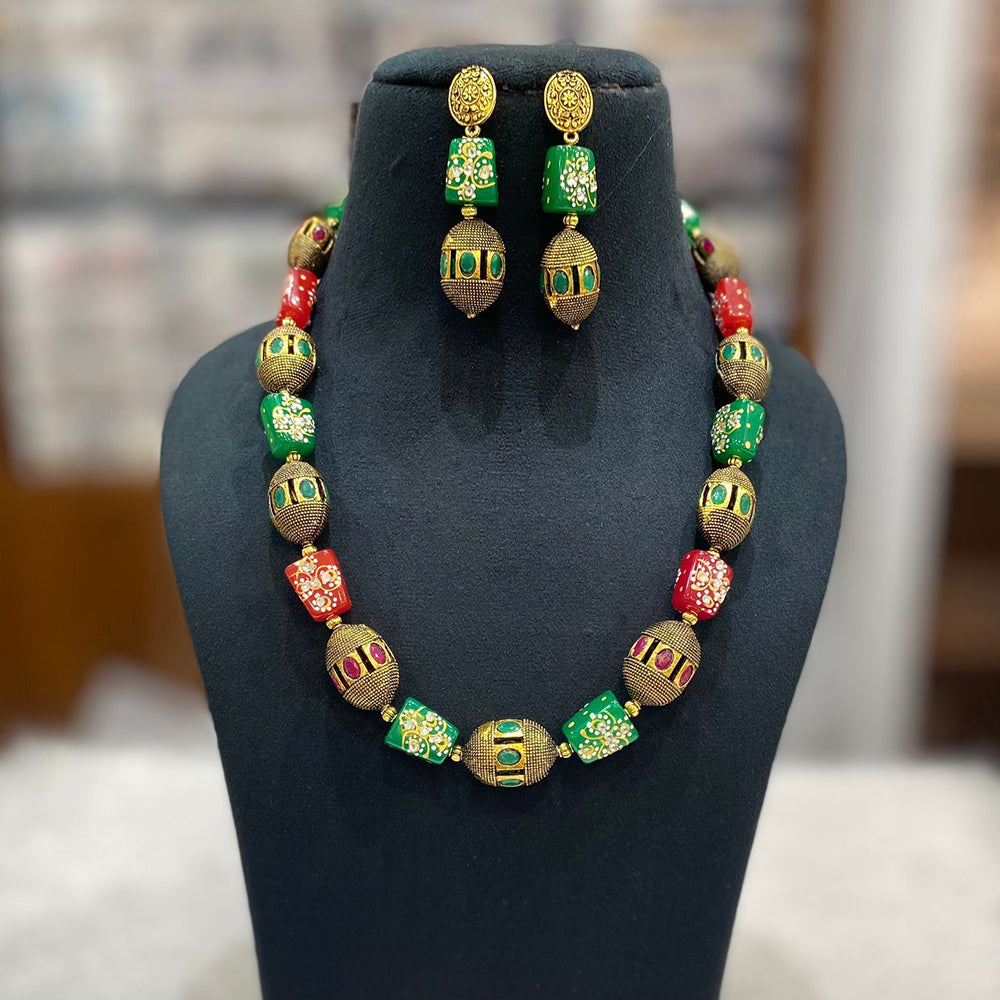 FS Collection Gold Plated Beads Necklace Set