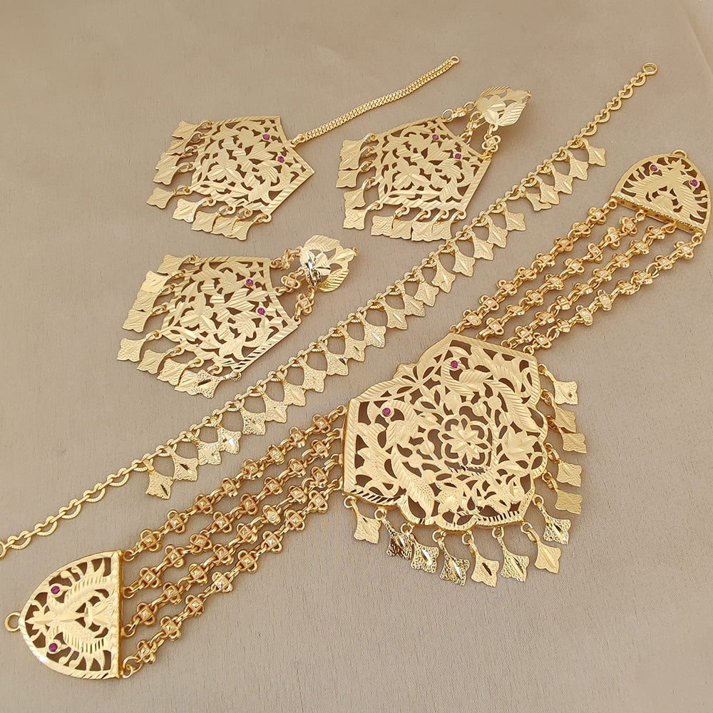 Fs Collection Gold Plated Choker Necklace Set