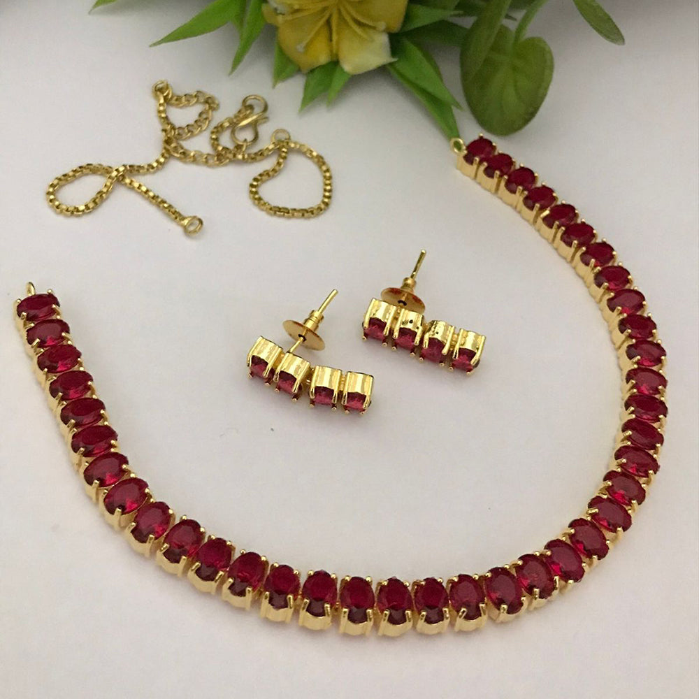 FS Collection Gold Plated Crystal Stone Necklace Set