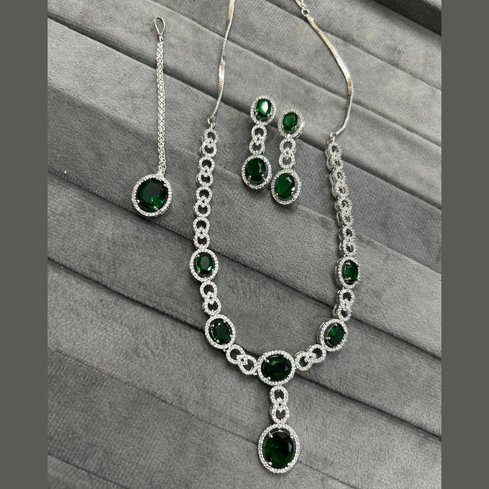 FS Collection Silver Plated AD Necklace Set