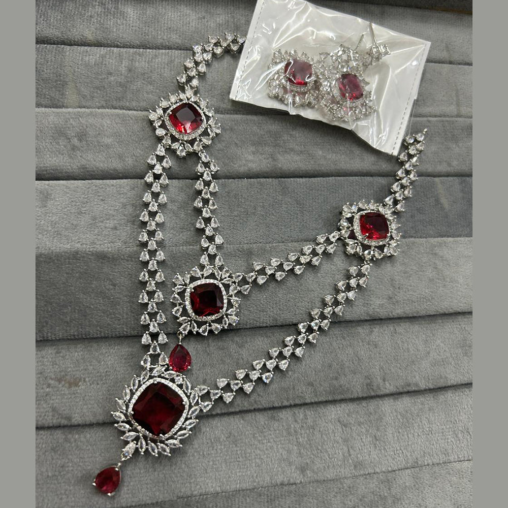 FS Collection Silver Plated AD Necklace Set