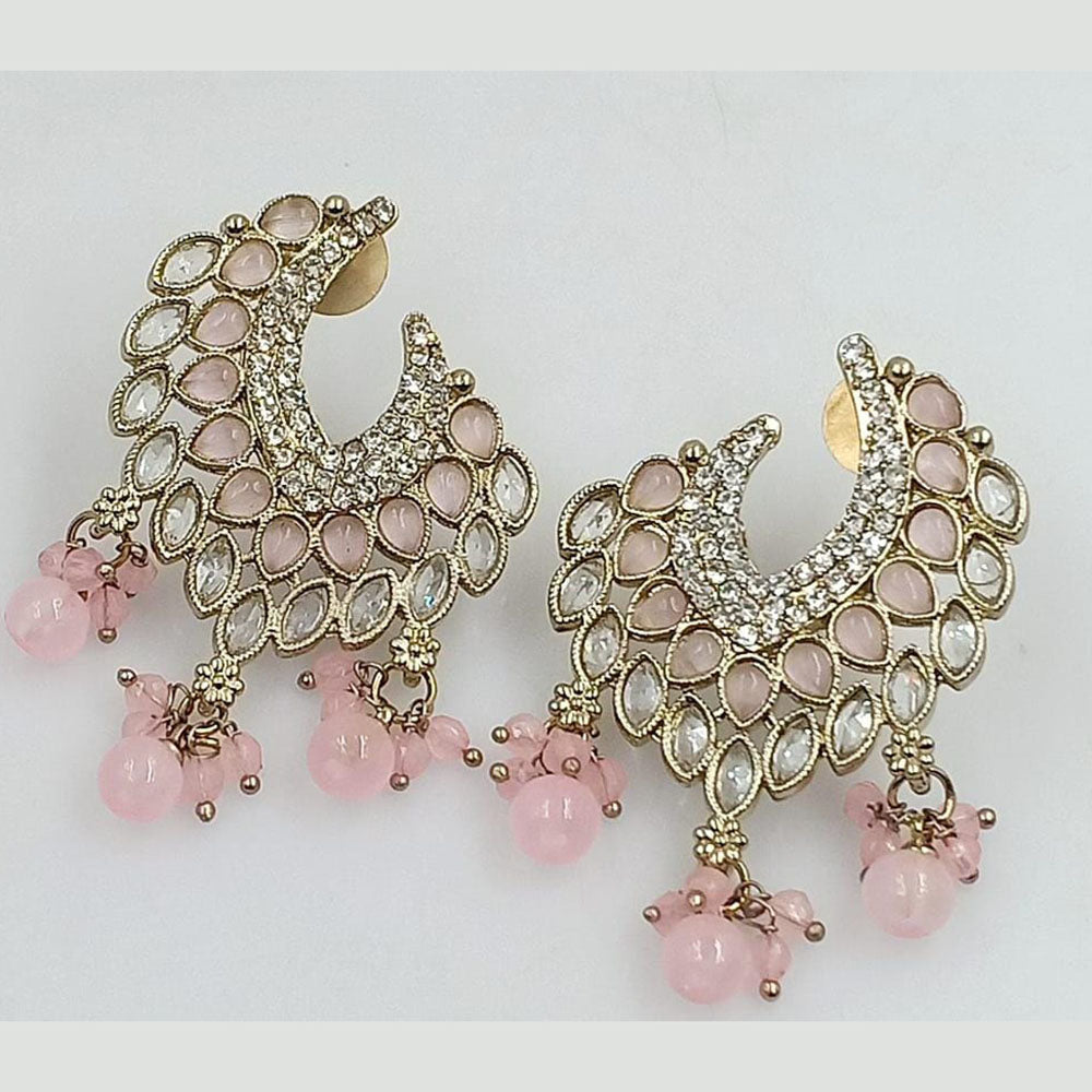 FS Collection Gold Plated Crystal Stone Dangler Earrings