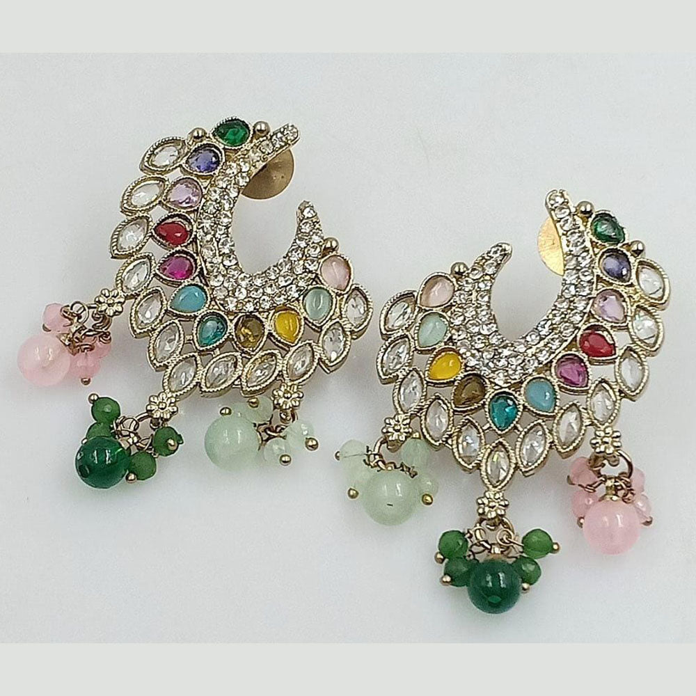 FS Collection Gold Plated Crystal Stone Dangler Earrings
