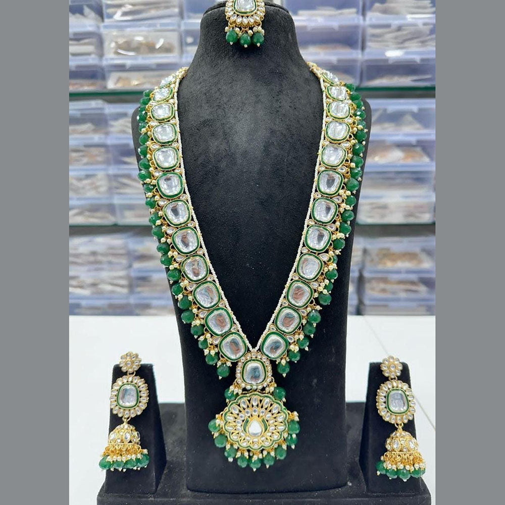 FS Collection Gold Plated Crystal Stone Long Necklace Set