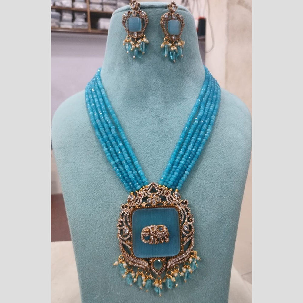 FS Collection Gold Plated Austrian Stone And Beads Necklace Set