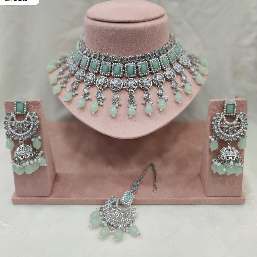 FS Collection Gold Plated Crystal Stone Choker Necklace Set