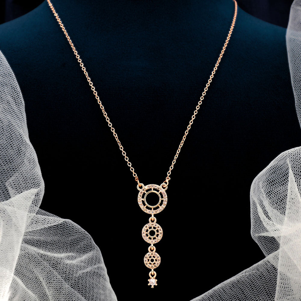 FS Collection Rose Gold Plated Austrian Stone Chain Pendant