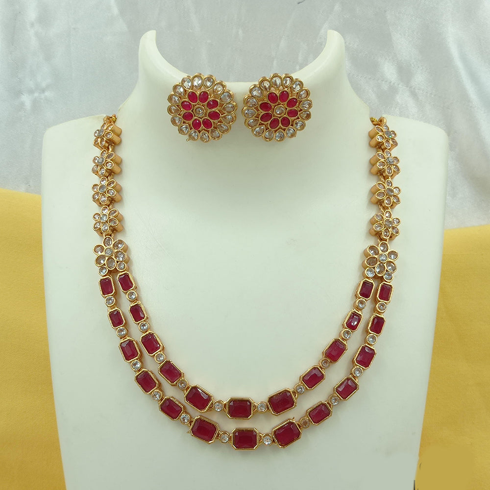 FS Collection Gold Plated Crystal Stone Necklace Set