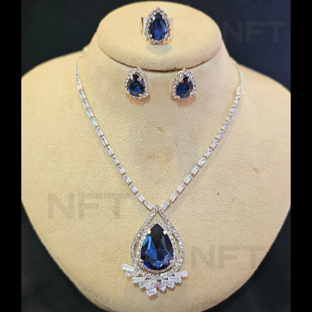 FS Collection Silver Plated AD Necklace Set