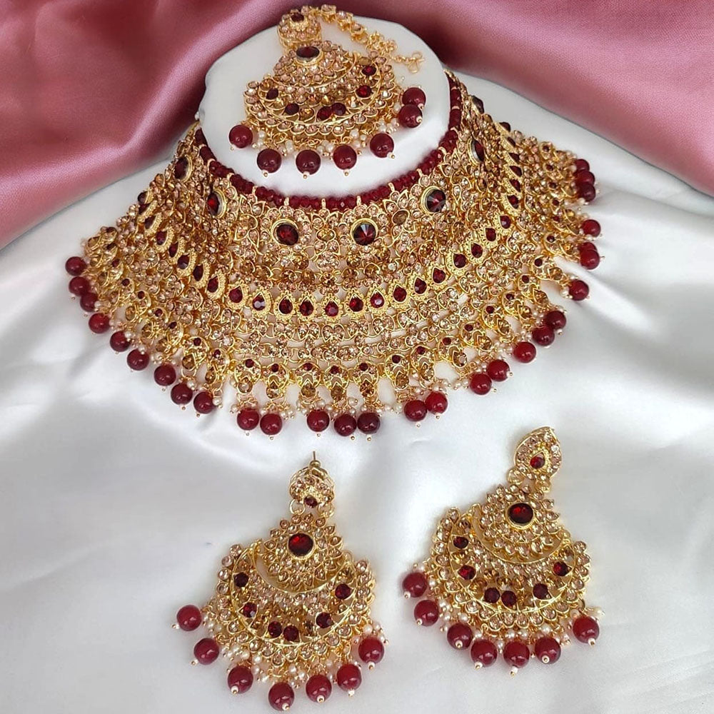 FS Collection Gold Plated Austrian Stone Choker Necklace Set