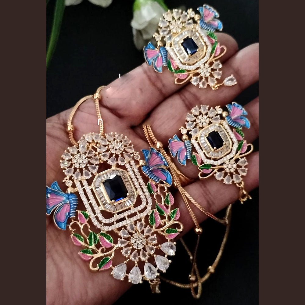 FS Collection Gold Plated AD Chain Pendent Set