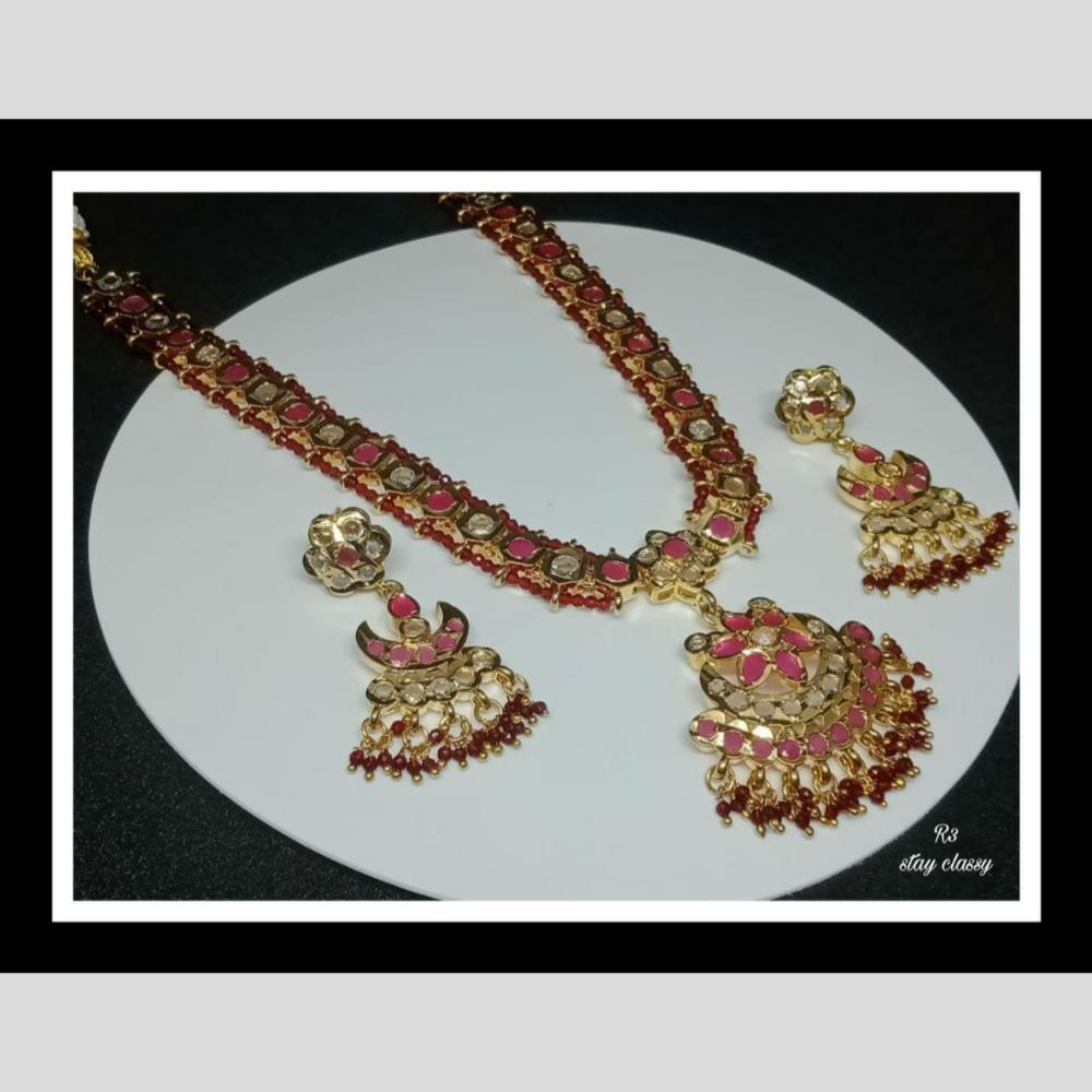 FS Collection Gold Plated Pota Stone Necklace Set