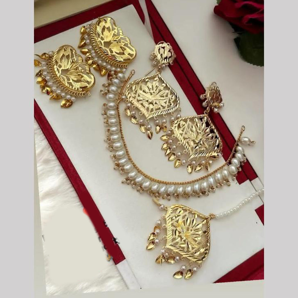 FS Collection Gold Plated Pearl Necklace Set