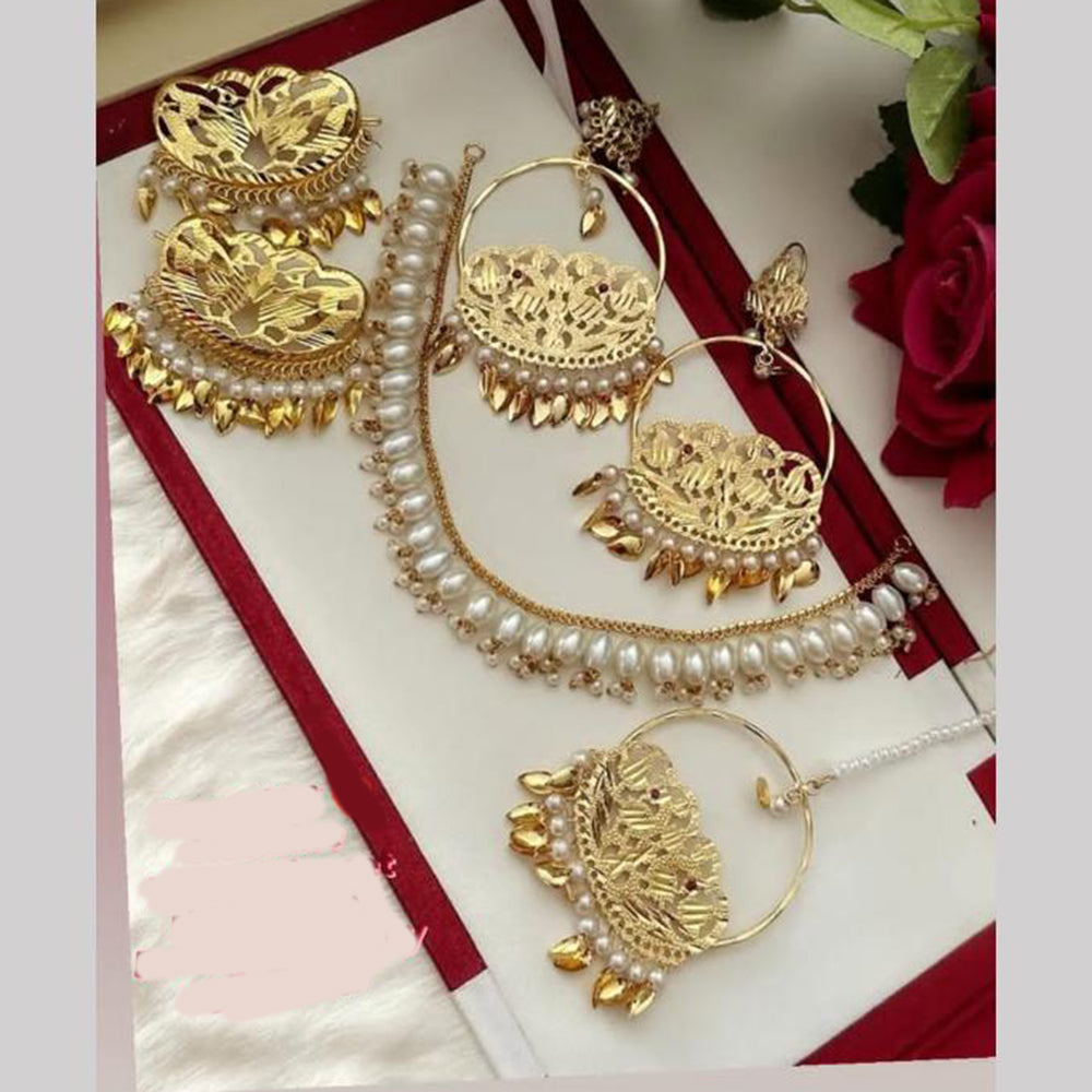 FS Collection Gold Plated Pearl Necklace Set