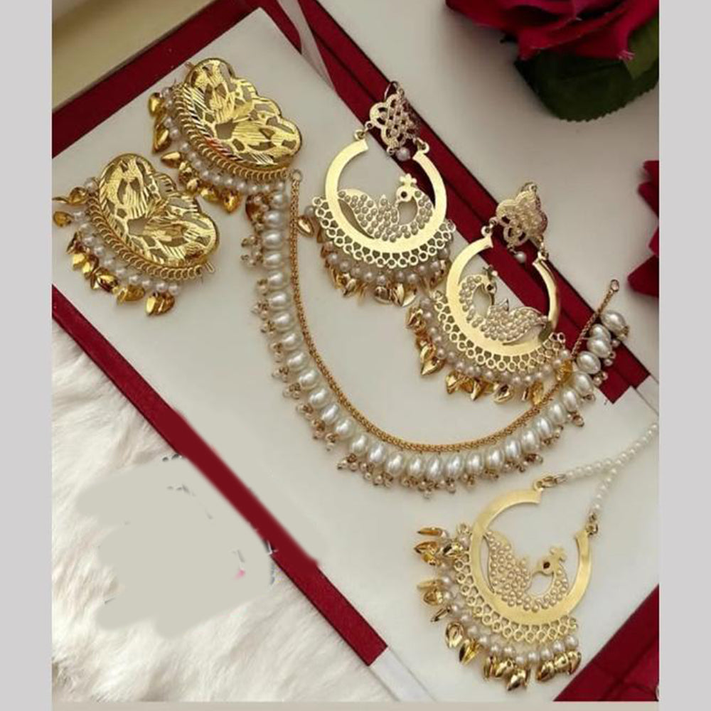 FS Collection Gold Plated Pearl Necklace Set