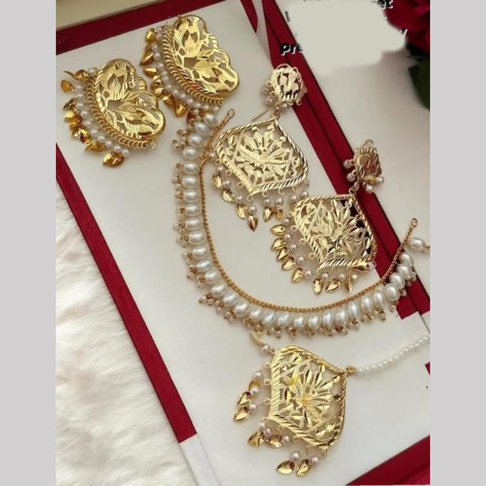 FS Collection Gold Plated Pearl Necklace Set