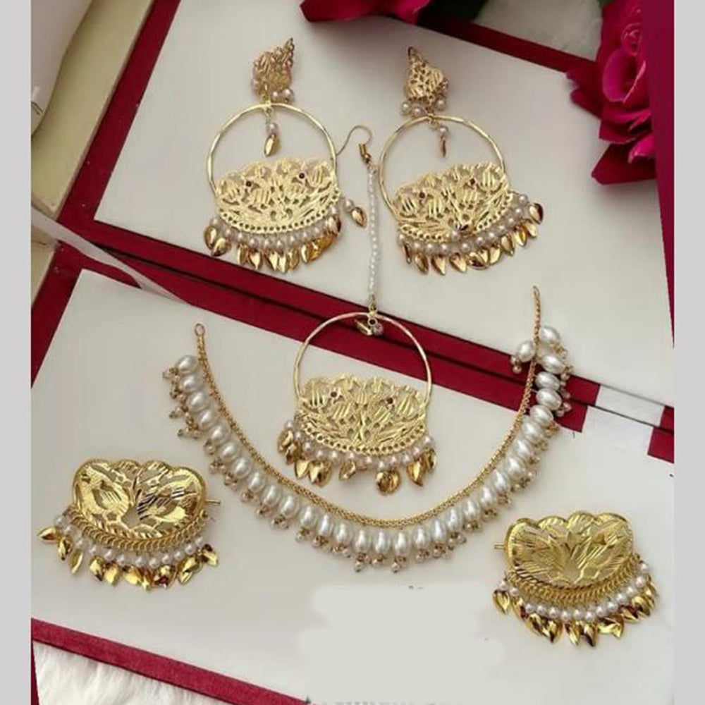 FS Collection Gold Plated Pearl Necklace Set