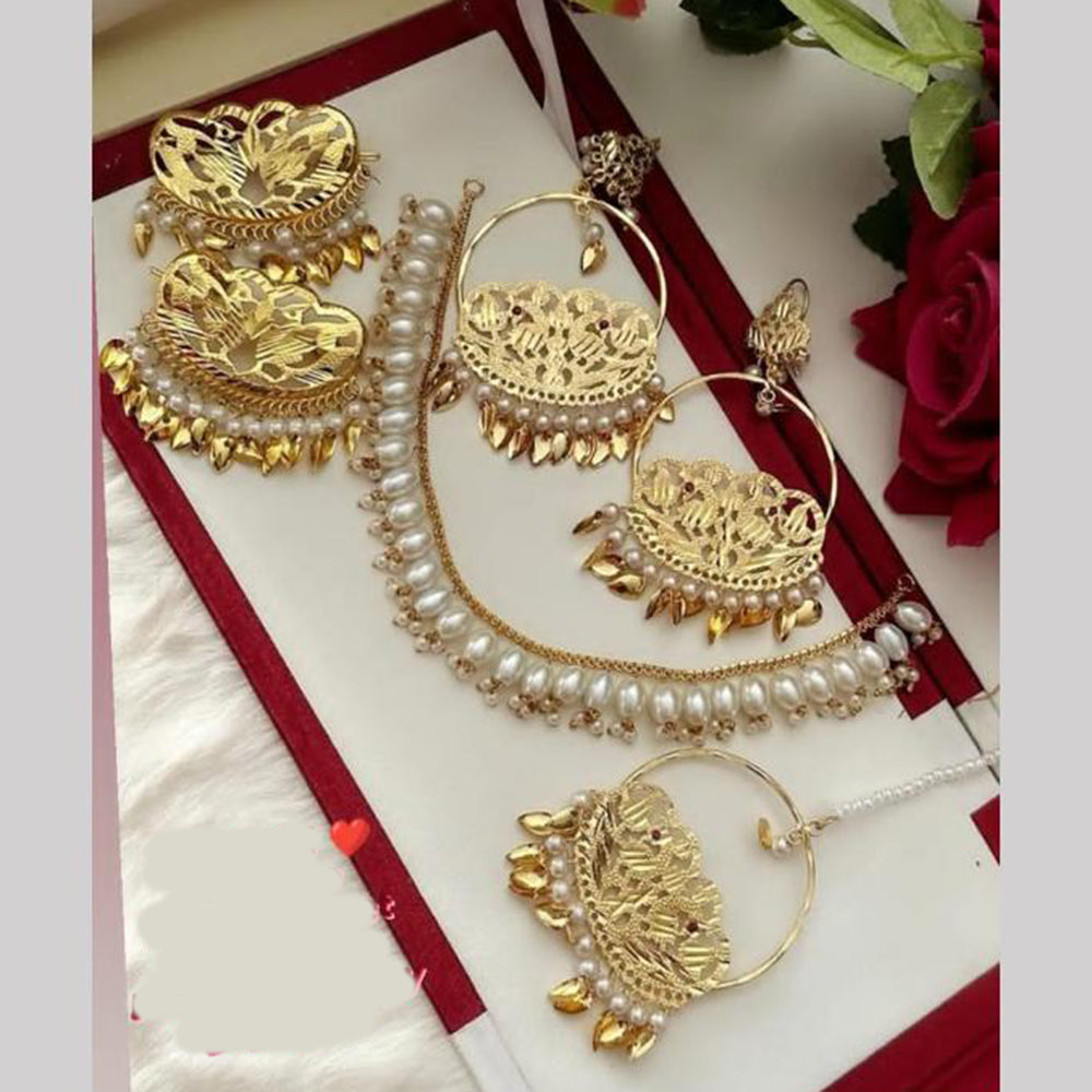 FS Collection Gold Plated Pearl Necklace Set