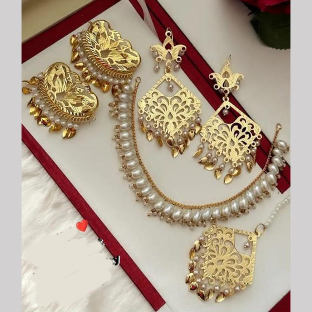 FS Collection Gold Plated Pearl Necklace Set