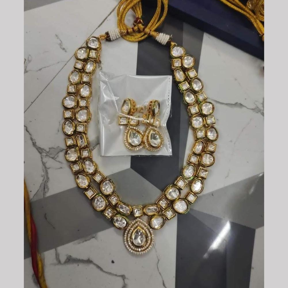 FS Collection Gold Plated Kundan Stone Necklace Set