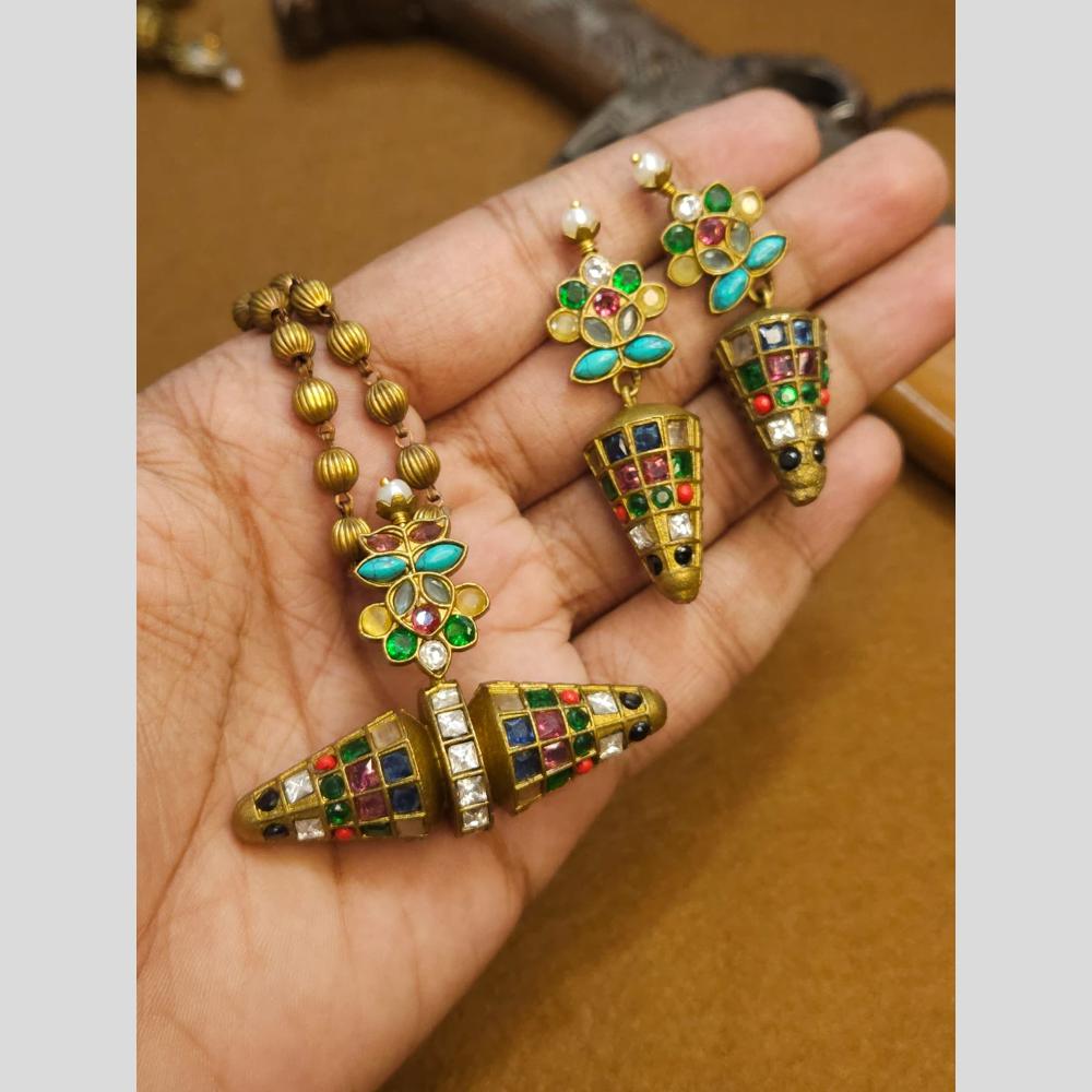 FS Collection Gold Plated Austrian Stone Necklace Set