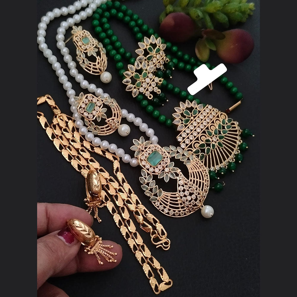 FS Collection Crystal Stone And Pearls Combo Set