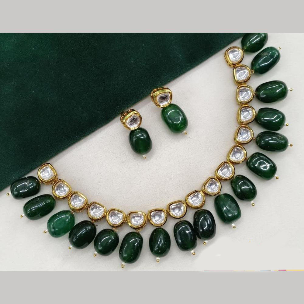 FS Collection Gold Plated Kundan Stone And Beads Necklace Set