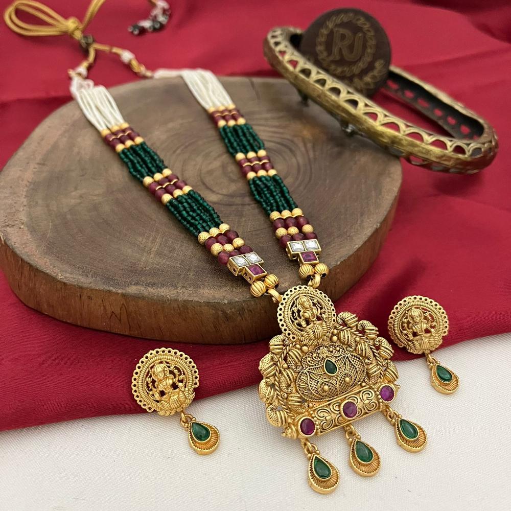 FS Collection 2 Tone Plated Pota Stone And Beads Necklace Set