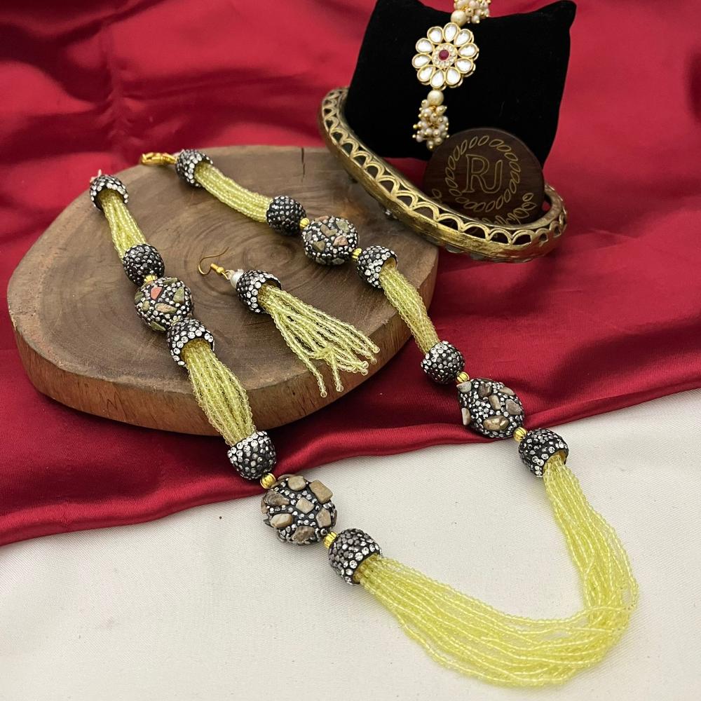 FS Collection 2 Tone Plated Pota Stone And Beads Necklace Set