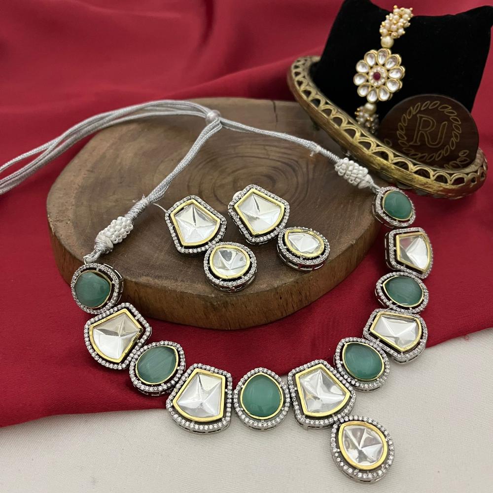 FS Collection 2 Tone Plated Crystal Stone Necklace Set