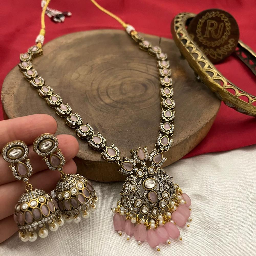 FS Collection Gold Plated Austrian Stone And Beads Necklace Set