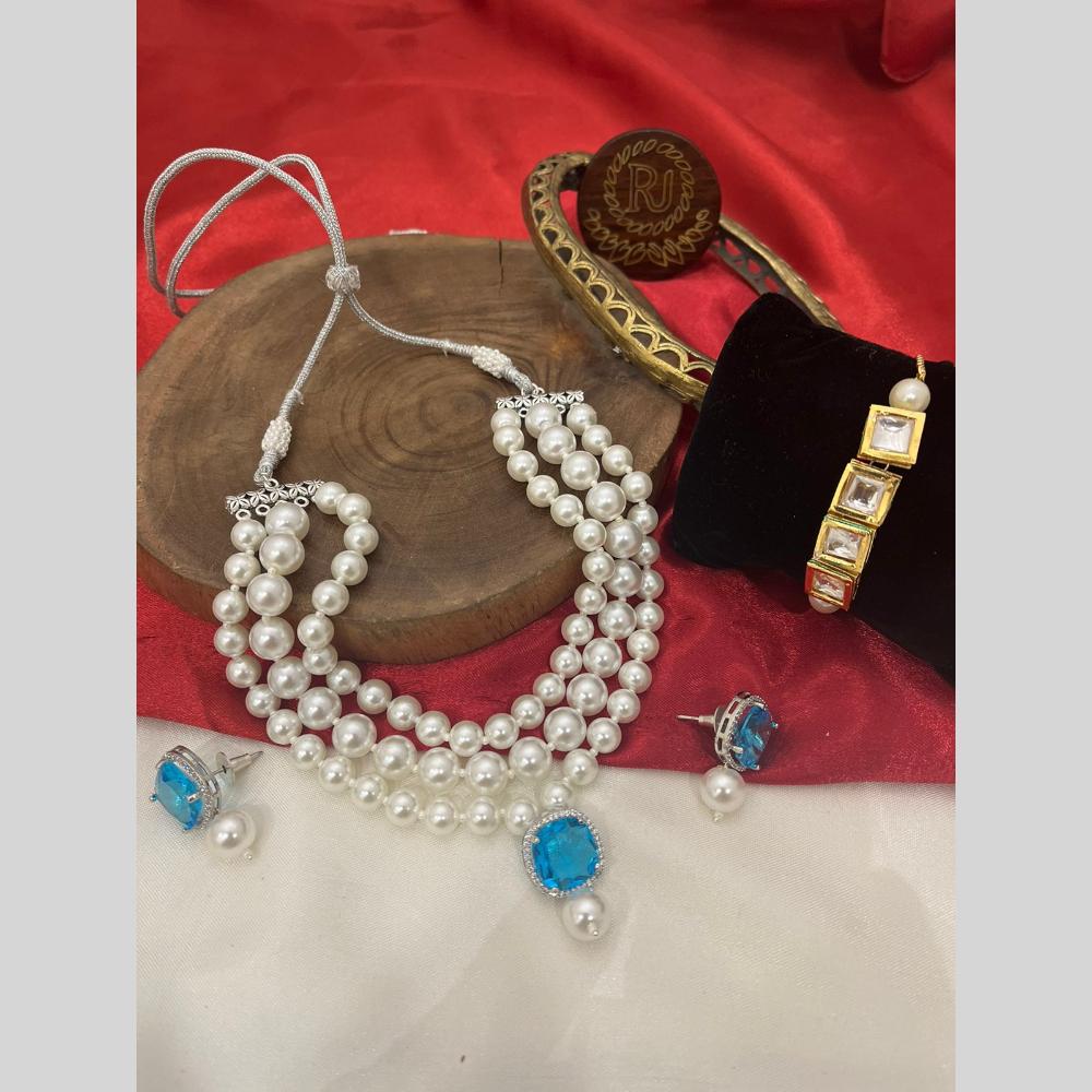 FS Collection Gold Plated Pearl Necklace Set