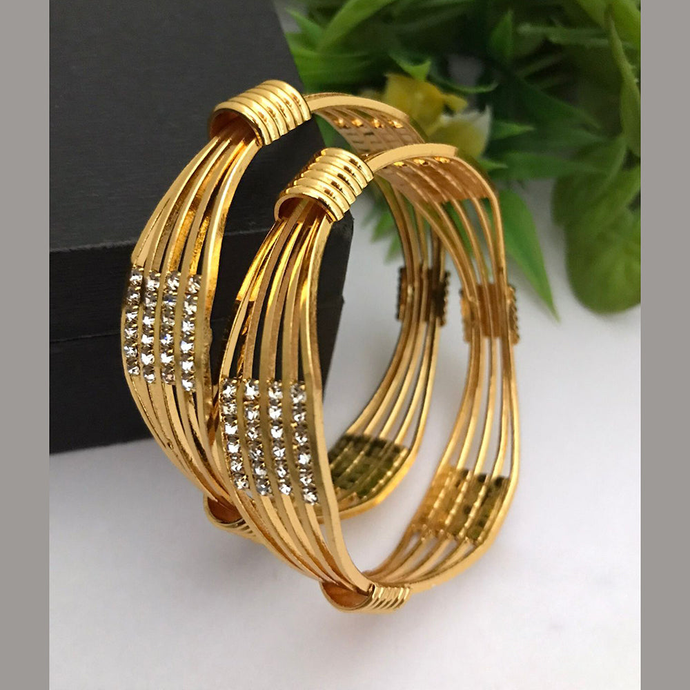 FS Collection Gold Plated Austrian Stone Bangle Set