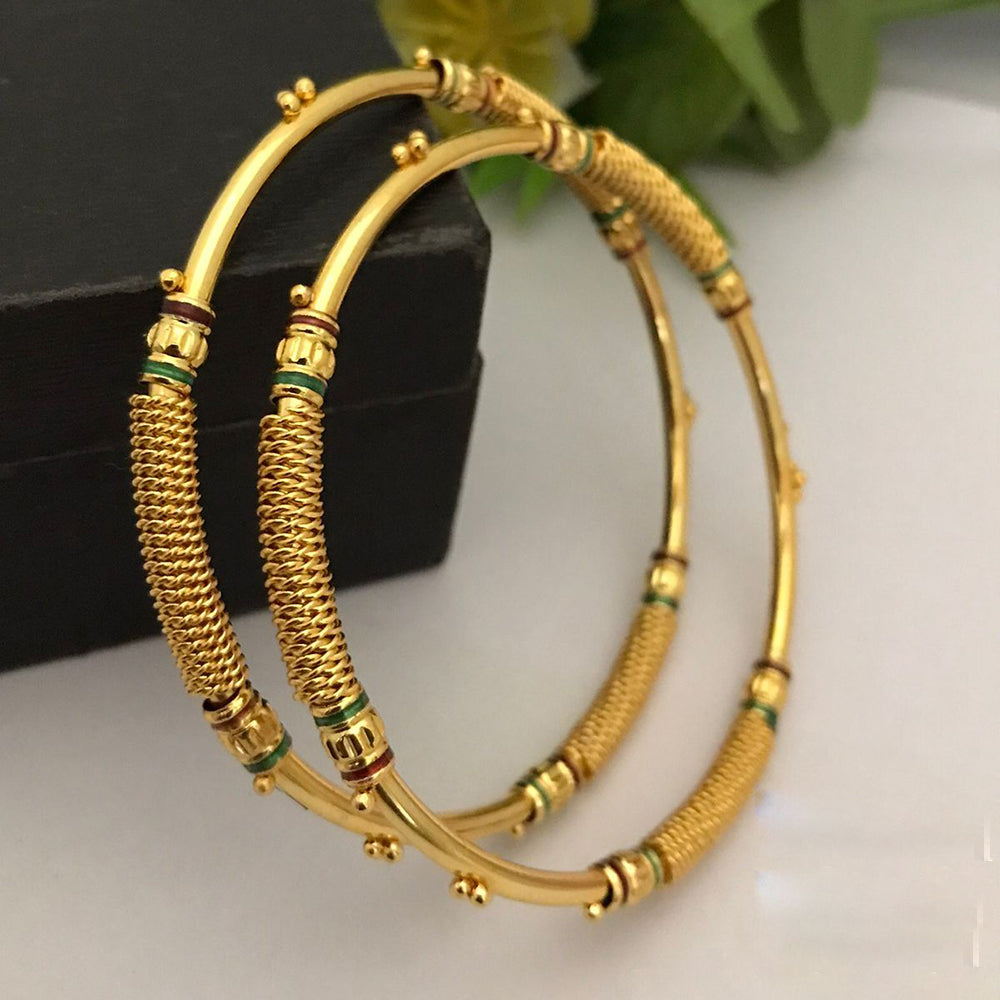 FS Collection Gold Plated Meenakari Bangle Set