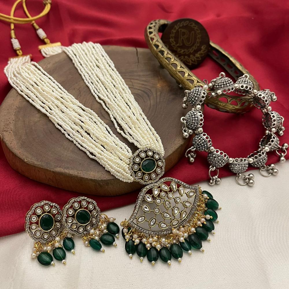 FS Collection Gold Plated Pearl Necklace Set