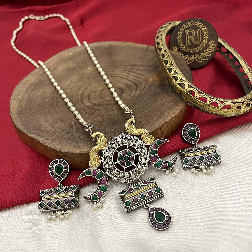 FS Collection Oxidised Plated Necklace Set