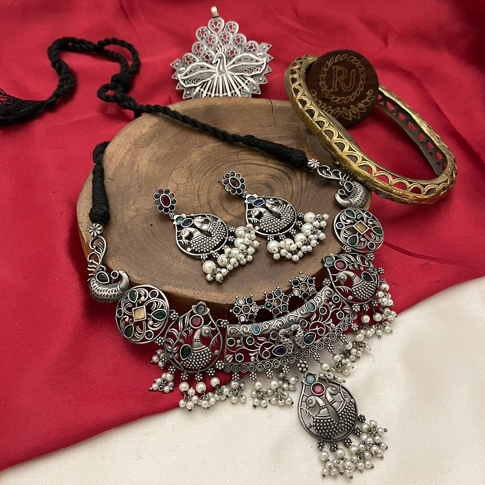 FS Collection Oxidised Plated Necklace Set