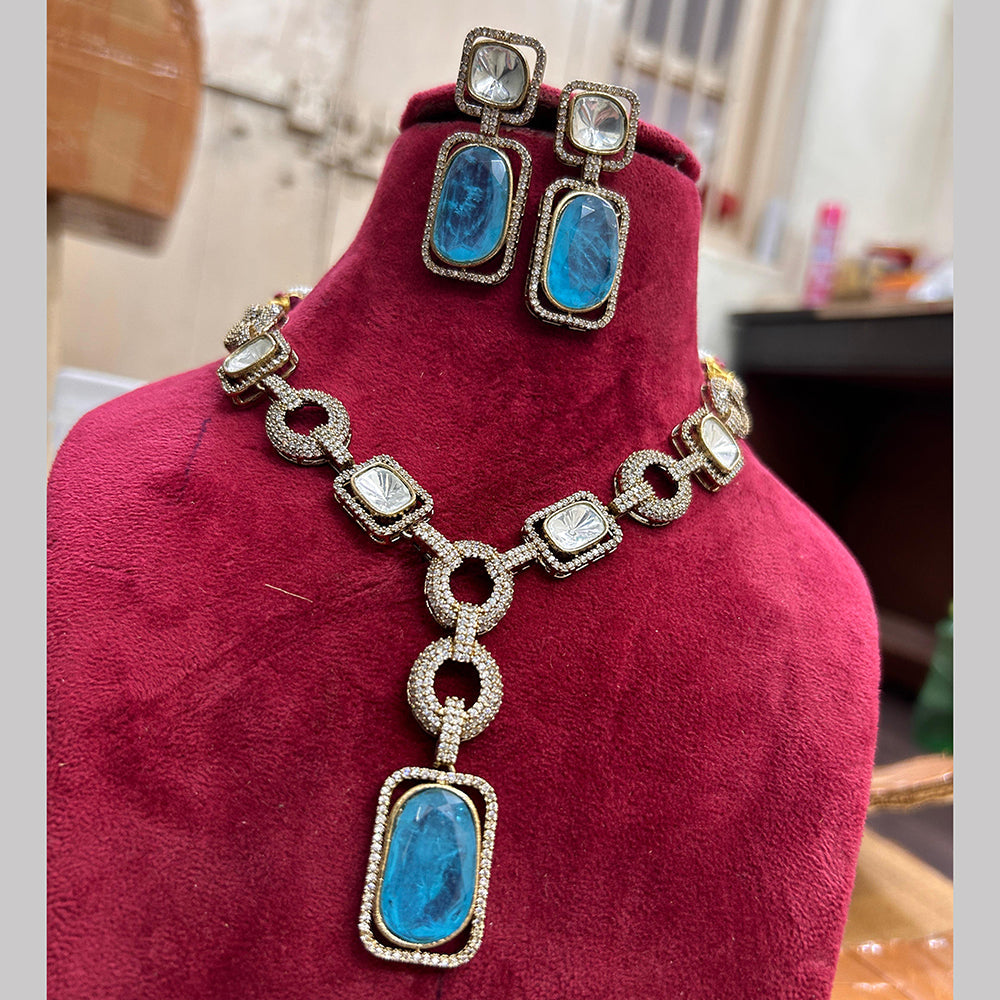 FS Collection Gold Plated Crystal Stone Necklace Set